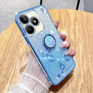 เคสโทรศัพท์มือถือ ซิลิโคนนิ่ม ไล่โทนสี พร้อมแหวนขาตั้ง สําหรับ Realme 11 Pro 11Pro+ 5G 4G NFC C51 C53 Realme 11 NFC Realme C53