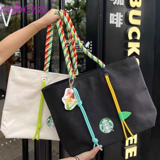 Cabeza Starbucks กระเป๋าสะพายไหล่ ผ้าแคนวาส ขนาดใหญ่ จุของได้เยอะ สไตล์เกาหลี สําหรับนักเรียน