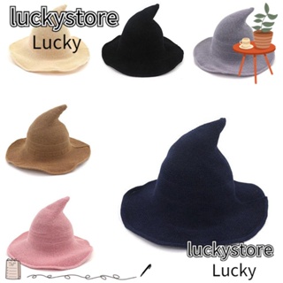 Lucky หมวกแม่มด ขนสัตว์ พับได้ สีพื้น สไตล์โมเดิร์น สําหรับผู้หญิง