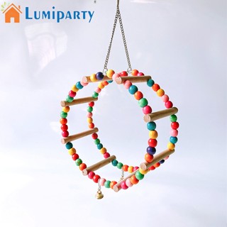 Lumiparty บันไดชิงช้าสวรรค์ไม้ พร้อมกระดิ่ง ของเล่น สําหรับนกแก้ว