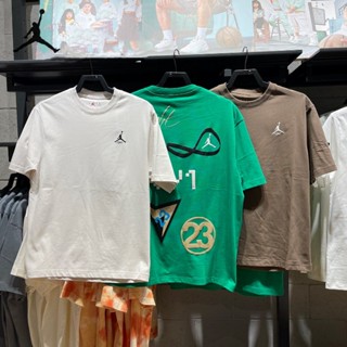Nike ของแท้ 100% เสื้อยืดลําลอง แขนสั้น ผ้าถัก พิมพ์ลาย Jumpman Basketball สไตล์เรโทร สําหรับผู้ชาย DX9562