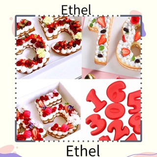 Ethel1 แม่พิมพ์ซิลิโคน รูปตัวเลข 0-8 สุ่มสี สําหรับทําเบเกอรี่ ปาร์ตี้วันเกิด