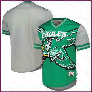 เสื้อยืดกีฬาแขนสั้น ลายทีมชาติฟุตบอล Philadelphia Eagles Game Jersey Mitchell &amp; Ness Kelly สีเขียว พลัสไซซ์ YP2 NFL PY2