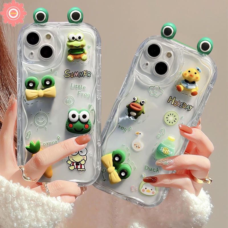 เคสโทรศัพท์มือถือ Tpu นิ่ม ขอบโค้ง ลายการ์ตูนกบ 3D น่ารัก กันกระแทก สําหรับ IPhone 11 13 14 12 Pro MAX XR XS X MAX 7 8 6S 6 Plus SE 2020