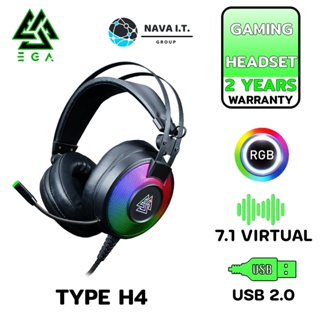 COINSคืน15%⚡FB9JMZV6⚡ EGA TYPE H4 หูฟังเกมมิ่ง GAMING HEADSET 7.1 VIRTUAL SURROUND หูฟังสำหรับนักเล่นเกมส์ ไฟ RGB