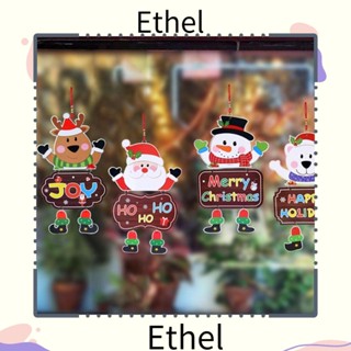 Ethel1 กระดาษแขวนตกแต่งประตู ลายซานตาคลอส สโนว์แมน ปี 2 ชิ้น