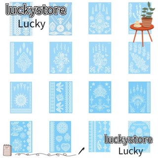 Lucky สติกเกอร์รอยสัก ลายลูกไม้ เฮนน่า กันน้ํา สีดํา สําหรับติดตกแต่งร่างกาย