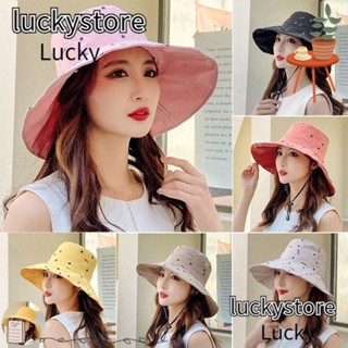 Lucky หมวกบักเก็ต ผ้าฝ้าย กันแดด เหมาะกับเดินชายหาดกลางแจ้ง