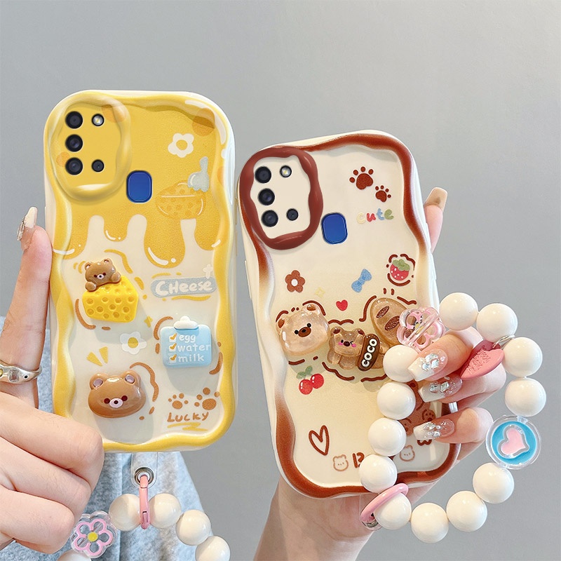 เคส samsung a21s เคสโทรศัพท์มือถือ กันกระแทก ลายการ์ตูนครีม 3D น่ารัก แฟชั่น สําหรับ samsung a21s