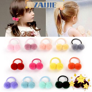 Zaijie24 ยางมัดผมหางม้า ปอมปอม ขนาดเล็ก สีแดง สีแคนดี้