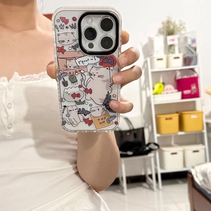 Graffiti Cat Phone Case For Iphone11 X/XR Drop-Resistant Xsmax Soft Case 12 Apple 14pro 7/8plus