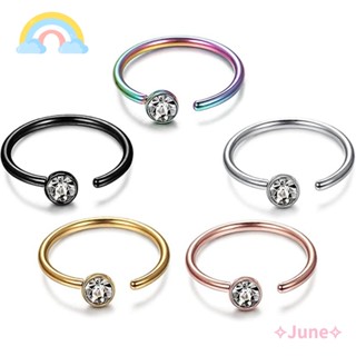 June จิวจมูก เหล็ก แบบบาง ไม่ต้องเจาะรู แฟชั่นสําหรับผู้ชาย