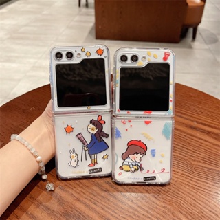 เคสโทรศัพท์มือถือแบบใส ฝาพับ ลายเด็กผู้หญิงน่ารัก สําหรับ Samsung Galaxy Z Flip 5 4 3 5G Z Flip3 Flip4 Flip5