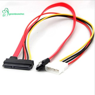 Greenbranches1 อะแดปเตอร์สายเคเบิล Sata Combo 15 Pin Power และ 7 Pin Data Cable 4 Pin Molex to Serial ATA Lead Cable Molex to Sata Power 44 ซม.