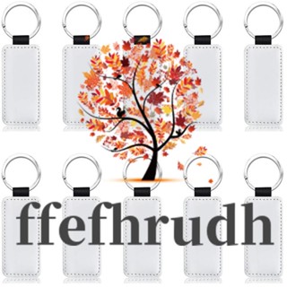 Ffefhrudh พวงกุญแจหนังเปล่า ทรงสี่เหลี่ยมผืนผ้า MDF สําหรับทําเครื่องประดับ 10 ชิ้น