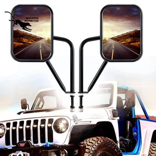 Qeufjhpoo บานพับกระจกมองหลัง ทรงสี่เหลี่ยม สําหรับ Jeep Wrangler CJ YJ TJ JK JL &amp; Unlimited