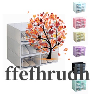 Ffefhrudh กล่องลิ้นชักพลาสติกใส ทรงสี่เหลี่ยมผืนผ้า สีแคนดี้ สําหรับเก็บรองเท้า 6 ชิ้น