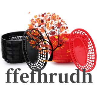 Ffefhrudh ถาดพลาสติก สีดํา สําหรับเสิร์ฟอาหาร บาร์ ร้านอาหาร 24 ชิ้น