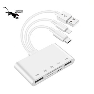 Qeufjhpoo OTG อะแดปเตอร์การ์ดรีดเดอร์ USB สําหรับ iPhone iPad Apple 13