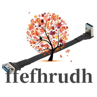 Ffefhrudh สายเคเบิลต่อขยาย USB 3.0 ตัวผู้ เป็นตัวเมีย มุมขวา 90 องศา USB 3.0 10 ซม.