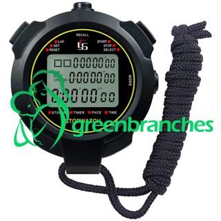 Greenbranches1 นาฬิกาจับเวลาดิจิทัล 10 แล็บ แยกความจํา นับถอยหลัง หน้าจอขนาดใหญ่ กันน้ํา 12 24 ชั่วโมง