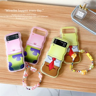 เคสโทรศัพท์มือถือ TPU แบบใส พร้อมสายคล้องมือ สําหรับ Samsung Galaxy Z Flip 5 4 3 5G