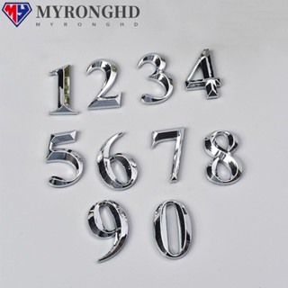 Myronghd สติกเกอร์ฉลากพลาสติก ABS รูปบ้านเลขที่ สีเงิน สไตล์โมเดิร์น