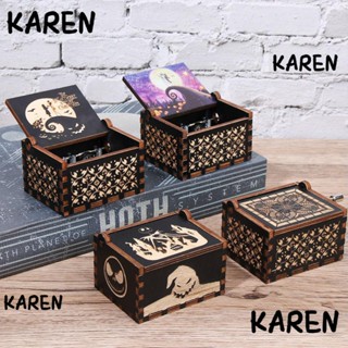 Karen กล่องดนตรีฮาโลวีนโบราณ มือหมุน