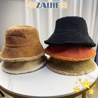 Zaijie24 หมวกบักเก็ต ผ้าลูกฟูก นิ่ม สองด้าน อบอุ่น ลําลอง พานามา ชาวประมง ฤดูหนาว สําหรับผู้ชาย ผู้หญิง