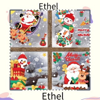 Ethel1 สติกเกอร์ติดกระจกหน้าต่าง ลายซานตาคลอส กวาง สโนว์แมน คริสต์มาส ปี 2024