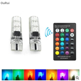 {RUI} หลอดไฟอ่านหนังสือ LED T10 6SMD 5050 RGB 2 ชิ้น พร้อมรีโมตคอนโทรล สําหรับรถยนต์ {OuRui}