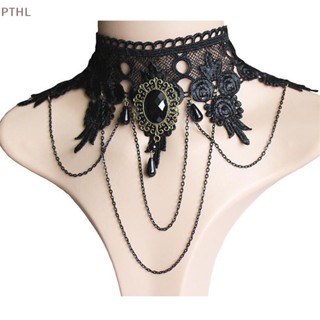 [PTHL] สร้อยข้อมือโลหะ แต่งลูกไม้ สีดํา คุณภาพสูง สําหรับผู้หญิง PT