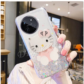 พร้อมส่ง เคสโทรศัพท์มือถือนิ่ม ลายการ์ตูนแมว KT สีชมพูน่ารัก พร้อมกระจกขาตั้ง สําหรับ Realme11 NFC RealmeC51 Realme 11 NFC C51 4G 5G 2023