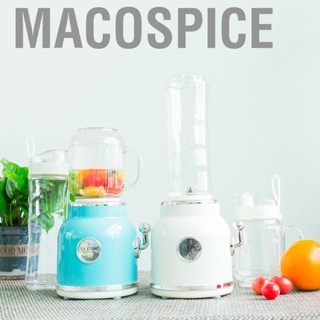 Macospice Mini Blender with Double Cup Retro Shake and Ice Crush Maker Countertop Juice Stainless Steel Blades CN Plug