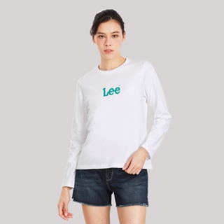 LEE เสื้อยืดแขนยาวผู้หญิง คอลเลคชั่น Lee Club ทรง REGULAR รุ่น LE S223WTLSN28 สีขาว ลี เสื้อยืดแขนยาว เสื้อ เสื้อผ้าผู้หญิง