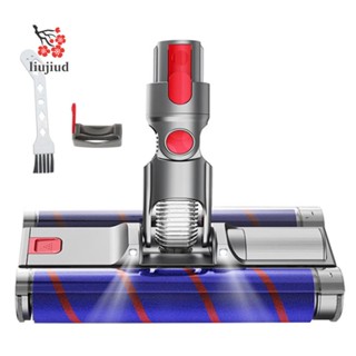 Liujiud หัวแปรงลูกกลิ้งคู่ ขนปุยนิ่ม พร้อมไฟหน้า LED สําหรับเครื่องดูดฝุ่น Dyson V7V8V10V11V15