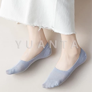 Yuanta ถุงเท้าข้อสั้น ผ้าโพลีเอสเตอร์ แบบบางพิเศษ ระบายอากาศ กันลื่น สําหรับผู้หญิง Boat socks