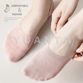 Yuanta ถุงเท้าข้อสั้น ผ้าโพลีเอสเตอร์ แบบบางพิเศษ ระบายอากาศ กันลื่น สําหรับผู้หญิง Boat socks