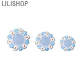 Lilishop Heat Insulation Cup Mat   Proofing Silica Gel Blue Daisy Pad for Kitchen