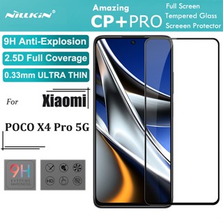 Nillkin กระจกนิรภัยกันรอยหน้าจอ 0.33 มม. 2.5D HD 9H สีดํา สําหรับ Xiaomi Poco X4 Pro 5G CP+Pro