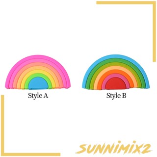 [Sunnimix2] ของเล่นจิ๊กซอว์ไม้ปริศนา รูปสายรุ้ง สําหรับเด็กอนุบาล 7 ชิ้น