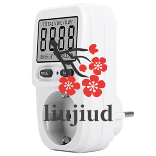 Liujiud เครื่องวัดค่าไฟฟ้า พร้อมหน้าจอ LCD ปลั๊ก EU สําหรับซ็อกเก็ต มิเตอร์ 3680 W/16 A