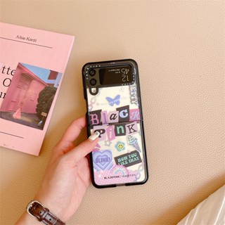 เคสโทรศัพท์มือถือ กันตก ลาย blackpink girl group sticker คุณภาพสูง สําหรับ Samsung Z flip 5 4 3 5G