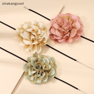 Shakangcool สร้อยคอโชคเกอร์สั้น ผ้าขนปุย ลายดอกไม้ ขนาดใหญ่ หรูหรา เครื่องประดับแฟชั่น สําหรับผู้หญิง งานแต่งงาน SGL