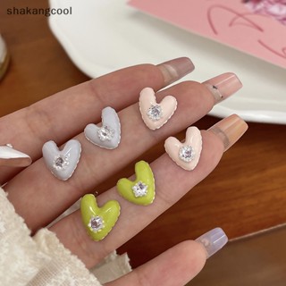 Shakangcool ต่างหูสตั๊ด รูปหัวใจน่ารัก ขนาดเล็ก สไตล์คลาสสิก เครื่องประดับแฟชั่น สําหรับผู้หญิง 1 คู่ SGL