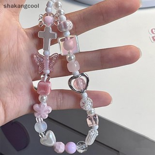 Shakangcool จี้ลูกปัดดอกไม้ หวานแหวว พร้อมสายคล้องโทรศัพท์มือถือ เครื่องประดับแฟชั่น สําหรับผู้หญิง เด็กผู้หญิง SGL