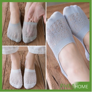 ถุงเท้าลูกไม้ ถุงเท้าผ้าฝ้าย ด้านล่างซิลิโคนกันลื่น  Lace socks