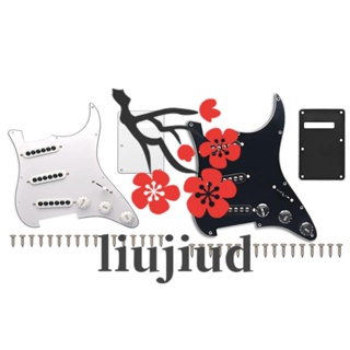 Liujiud Prewired ST Pickguard SSS ปิ๊กอัพคอยล์เดี่ยว 3 ตัว สกรูปรับได้ อุปกรณ์เสริม แบบเปลี่ยน สีขาว สําหรับ Fender Standard Stratocaster