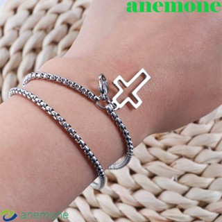 Anemone สร้อยข้อมือ สเตนเลส แฟชั่น สุดเท่ กลวง พังก์ ก้ามปู ตะขอ ฮิปฮอป โซ่เสื้อโปโล