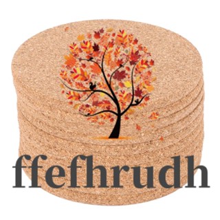 Ffefhrudh ที่รองแก้วเครื่องดื่ม แบบไม้คอร์ก หนา 90 มม. 5 มม. ใช้ซ้ําได้ 10 ชิ้น